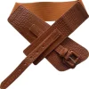 ceinture ultra large rétro polyvalente pour femmes, en cuir pu, style japonais, à la mode, avec boutons à aiguilles