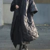 2025 nouveau noir foncé hiver japonais kimono pansement robe ample longue coton rembourré veste hiver chaud long manteau pour les femmes