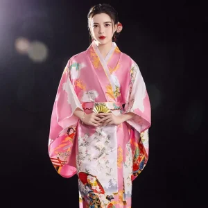 Costume de Cosplay Kimono japonais traditionnel imprimé Floral élégance Sakura fille robe Kimono Style asiatique japonais Costume de Cosplay Kimono japonais traditionnel imprimé Floral élégance Sakura fille robe Kimono Style asiatique japonais