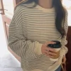 sweat shirt à capuche rayé harajuku y2k, ample, surdimensionné, manches longues, streetwear, col en v, pour femmes étudiantes