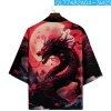 kimono japonais dragon imprimé cardigan chemise asiatique streetwear robe kimonos harakuju samouraï costume hommes haori yukata