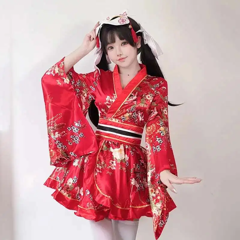 robe kimono japonaise modifiée pour femmes, peignoir d'été, costume de cosplay, anime, costumes d'halloween, sexy, geisha douce, kawaii pour filles robe kimono japonaise modifiée pour femmes, peignoir d'été, costume de cosplay, anime, costumes d'halloween, sexy, geisha douce, kawaii pour filles