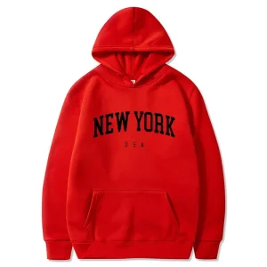 Sweats à capuche Harajuku pour hommes et femmes, New York, États-Unis, mode, lettre imprimée graphique, PVD, adt, pull à capuche décontracté, vêtements de sport