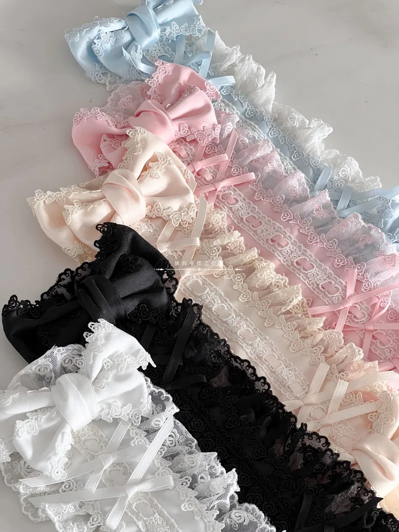 accessoires pour cheveux lolita originaux faits à la main, blanc et noir, coiffure rose bleu, bandeau en dentelle avec nœud kc accessoires pour cheveux lolita originaux faits à la main, blanc et noir, coiffure rose bleu, bandeau en dentelle avec nœud kc