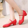 chaussures de danse de ballet rouges personnalisées pour femmes, talon moyen adulte, semelle souple, chaussures de danse latine kizomba