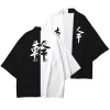 chinois taoïste prêtre kanji imprimé kimono 3d imprimé japonais traditionnel drôle yukata femmes hommes été à la mode cardigan haori