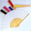 Éventail à main pliable en papier blanc chinois, rose, pour enfant, décoration de mariage, diy, 8 pouces