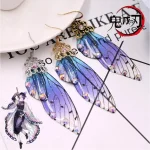 Boucles d&rsquo;oreilles ailes de papillon Demon Slayer, Kimetsu No Yaiba Kochou Shinobu, Cosplay, bijoux d&rsquo;oreille, accessoires, cadeaux pour filles