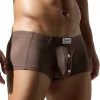 sous vêtements plats pour hommes, en coton synthétique, haute élasticité, surélevés, décoration de boutons, coupe slim confortable, couleur unie