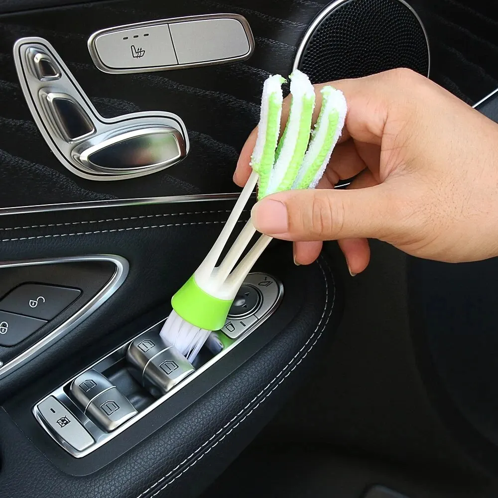 nettoyeur d'aération de voiture multifonction, mini plumeau de ventilation en micro fiber à double extrémité, housse en tissu amovible, brosse de nettoyage portable pour voiture nettoyeur d'aération de voiture multifonction, mini plumeau de ventilation en micro fiber à double extrémité, housse en tissu amovible, brosse de nettoyage portable pour voiture