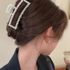 pince à cheveux en grande perle de tempérament, pince à cheveux élégante au dos de la tête, pince à cheveux en queue de cheval, pince requin, clip français rétro simple, 1 pièce