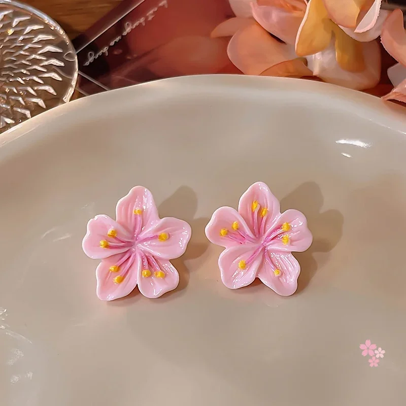 boucle d'oreille en résine de fleur de sakura pour femme, rose, aucune fleur, géométrie, doux, mignon, accessoire de bijoux, cadeau de mariage pour fille boucle d'oreille en résine de fleur de sakura pour femme, rose, aucune fleur, géométrie, doux, mignon, accessoire de bijoux, cadeau de mariage pour fille