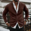 cardigan pull personnalisable pour hommes, pour l'automne et l'hiver, col en v, manches longues, manteau tricoté avec poches, hauts personnalisés