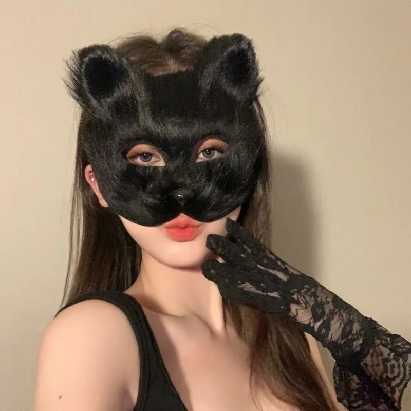 masque de renard en peluche pour femmes, gants en dentelle sexy, cosplay anime, halloween, carnaval, robe de paupières, accessoires de fête, masque mignon pour filles masque de renard en peluche pour femmes, gants en dentelle sexy, cosplay anime, halloween, carnaval, robe de paupières, accessoires de fête, masque mignon pour filles