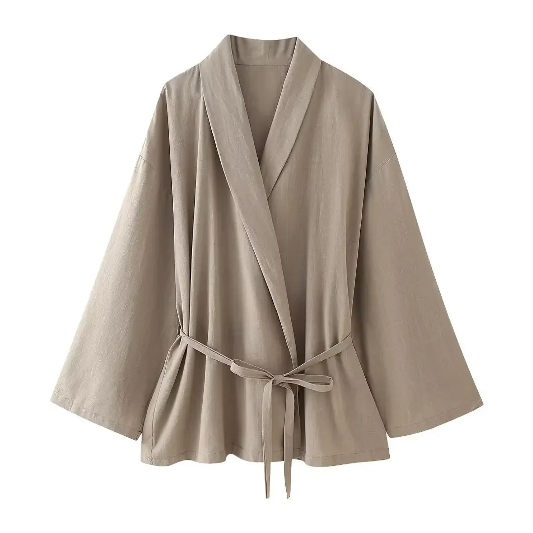 combinaison pantalon drapée de style kimono pour femme, jambe droite, sensation multi documents, vêtement double face, conception transfrontalière, printemps, nouveau, 2024 combinaison pantalon drapée de style kimono pour femme, jambe droite, sensation multi documents, vêtement double face, conception transfrontalière, printemps, nouveau, 2024