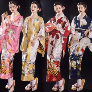 Costume de Cosplay traditionnel japonais, Kimono imprimé Floral, Style japonais, robe Kimono Sakura pour fille, élégance asiatique
