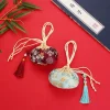 Étui à colliers brodé en tissu à motif de fleurs avec cordon de serrage, sachet vide, pochette à bijoux pour femmes, sac de rangement de style chinois