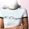 mode esthétique harajuku femmes été à manches courtes imprimé lettre col rond sexy fille chaude y2k haut ajusté t shirt
