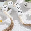 guirlande de pampilles en perles de lettres en bois, corde de chanvre créative, décoration de maison, couronne moderne, ornement de salon et de chambre à coucher