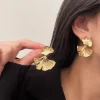 boucles d'oreilles bohème géométrique couleur or ginkgo biloba en forme de feuille pour femmes, accessoires de bijoux d'oreille punk