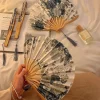 Éventail pliant en soie de style japonais chinois, éventail de mariage, cadeaux artistiques, éventail à main de danse, éventail de fleurs pliable en bambou vintage