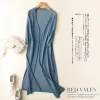 cardigan tricoté pour femmes, kimono long d'été, chemisier fin, haut boho, chemise de plage surdimensionnée, automne 2025