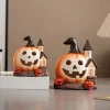 maison de citrouille décorative en résine pour halloween, ornements uniques faits à la main pour maison hantée, figurine de citrouille effrayante, décor de festival