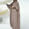 abayas à pompons pour femmes musulmanes, vêtements de prière du ramadan, jalaba à capuche, manches chauve souris décontractées solides, robe arabe financièrement, djellab eid