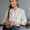 hauts en coton chemisiers japon filles mignon doux style preppy à manches longues volants col en v bleu rose bouton rétro vintage chemises à carreaux