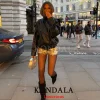 kondala décontracté chic noir en cuir vestes femmes à manches longues boutons élastique surdimensionné manteaux mode 2026 automne streetwear manteaux
