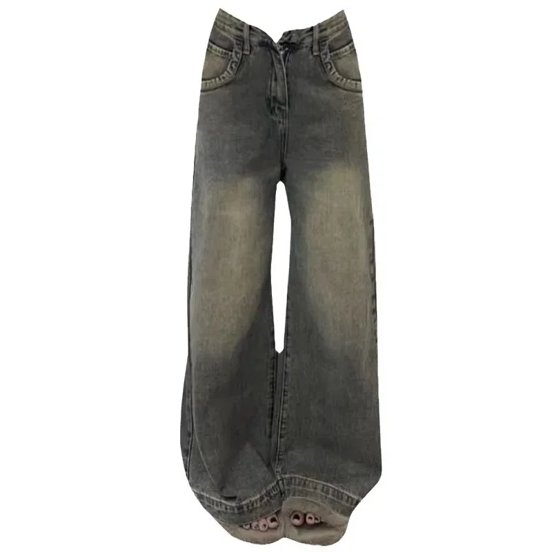 jean vintage à jambes larges pour femmes, coupe ample, amincissant, drapé, polyvalent, pantalon à jambes droites, nouvelle collection printemps été jean vintage à jambes larges pour femmes, coupe ample, amincissant, drapé, polyvalent, pantalon à jambes droites, nouvelle collection printemps été