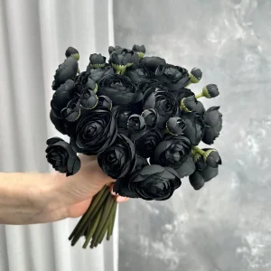 Mini Ranunculus noir, fleur artificielle en soie, remplissage de fleurs de mariage en vrac, arrangements de centres de table, décorations de réception nuptiale