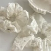 coton lin creux brodé beige propre rafraîchissant gros intestin rétro anneau de cheveux mori fée style bandeau accessoires de cheveux