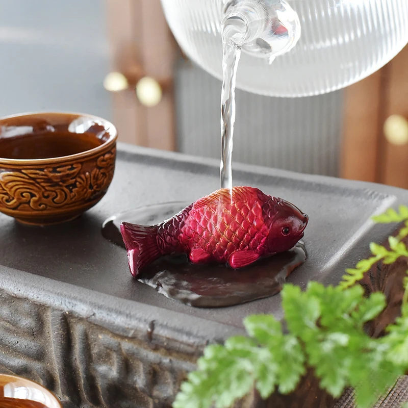carpe koi à couleurs changeantes, ornements créatifs pour table à thé, décorations, rapport à deux poissons, bonheur, accessoires de service à thé zen carpe koi à couleurs changeantes, ornements créatifs pour table à thé, décorations, rapport à deux poissons, bonheur, accessoires de service à thé zen