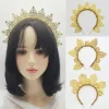 fleur déesse halo bandeau soleil strass femmes bandeau couleur or exagéré traditionnel festival cheveux cerceau photographie
