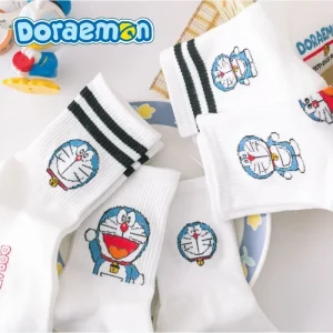 Doraemon mignon dessin animé chaussettes sport équipage chaussettes rayé coton chaussettes Long Tube étudiant drôle Anime Harajuku Cosplay chaussette enfants cadeau