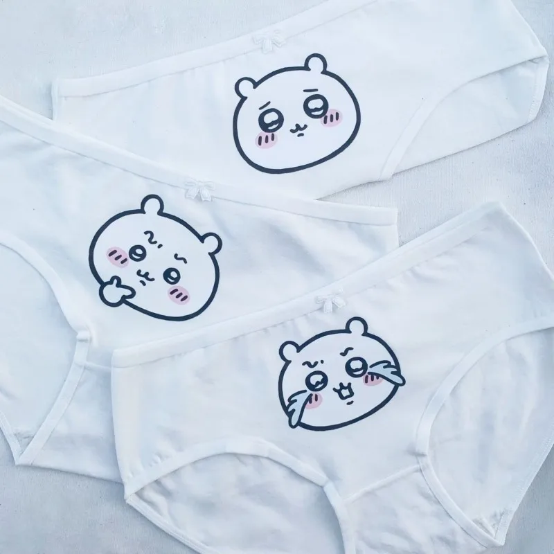 Kawaii Chiikawas Sous-vêtements en pur coton avec motif imprimé mignon pour filles et étudiants, caleçon confortable, tissu doux Kawaii Chiikawas Sous-vêtements en pur coton avec motif imprimé mignon pour filles et étudiants, caleçon confortable, tissu doux
