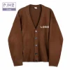 cardigan Épais et confortable avec logo personnalisé, tricot avec lèvent, solide, à la mode, pour l'hiver