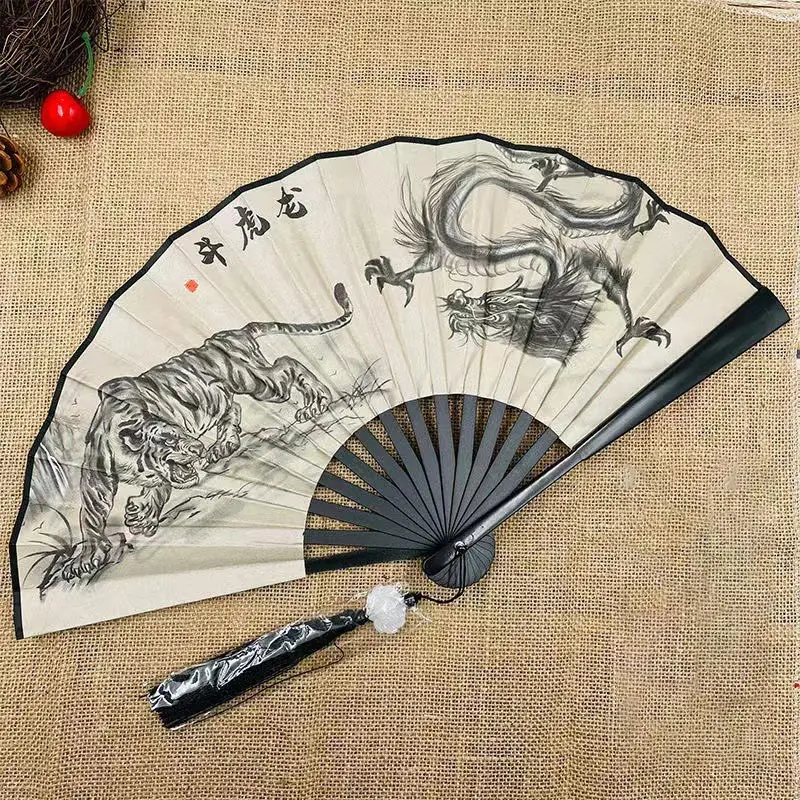 Ventilateur pliable dragon rétro pour hommes et femmes, style national, Hanfu, portable, durable, motif double face, ventilateur injgrill, 8 po Ventilateur pliable dragon rétro pour hommes et femmes, style national, Hanfu, portable, durable, motif double face, ventilateur injgrill, 8 po