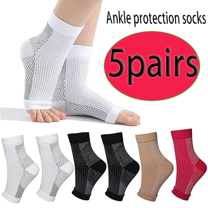 5 paires de chaussettes à pression de cheville pour le sport, la course, le fitness, l’absorption de la sueur, la respirabilité, la protection des orteils et des pieds exposés 5 paires de chaussettes à pression de cheville pour le sport, la course, le fitness, l’absorption de la sueur, la respirabilité, la protection des orteils et des pieds exposés