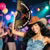 Éventail à main de danse de ligne occidentale où les fans à clack fan cowgirl clacking popping fan pour la danse de campagne Éventails pliants de 26 pouces