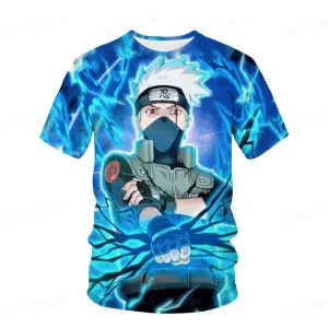 Kakashi-T-shirt à manches courtes pour hommes, impression 3D NarAA, Sasuke, Anime Respzed, garçons, filles, vêtements pour hommes