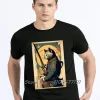 chat samouraï tenant une katana affiche vintage t shirt classique vêtements pour hommes t shirt en coton surdimensionné t shirts graphiques t shirts hauts