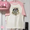 chaton chat neko t shirt femmes streetwear harajuku à motifs t shirt femme concepteur graphique bande dessinée vêtements