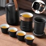 Kuai Ke-Service à thé de voyage, sac de transport, tasse à thé Kung Fu, simple, un pot, quatre tasses, théière d’extérieur, petit ensemble de tasses Kuai Ke-Service à thé de voyage, sac de transport, tasse à thé Kung Fu, simple, un pot, quatre tasses, théière d’extérieur, petit ensemble de tasses