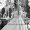 osquernovia robe de mariée moderne en satin épaules dénudées appliques bouton chérie robe de soirée de mariage personnalisé