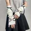 housse de bras tricotée pour étudiante japonaise, kawaii, douce et respirante, avec nœud lolita, amour, demi doigt, manchon de main