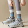 chaussettes de yoga femmes coton tricoté entraînement intérieur danse chaussettes de sport décontracté rayé silicone antidérapant gymnase fitness pilates chaussettes sox
