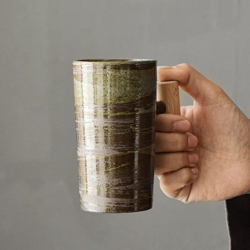 tasse à café faite à la main de style japonais, terre cuite rugueuse, foy lavée à la main, tasses de four rétro, personnalité, couples, maison standardisation tasse à café faite à la main de style japonais, terre cuite rugueuse, foy lavée à la main, tasses de four rétro, personnalité, couples, maison standardisation