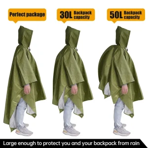 Solomon-Poncho imperméable multifonctionnel, imperméable, housse à capuche, camping en plein air, randonnée, voyage, moto, équipement de pluie, tente